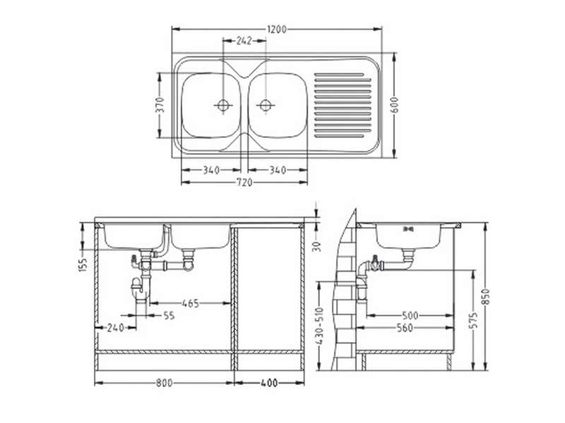 Мойка для кухни Alveus Classic 100 SAT-60 1200X600 правая