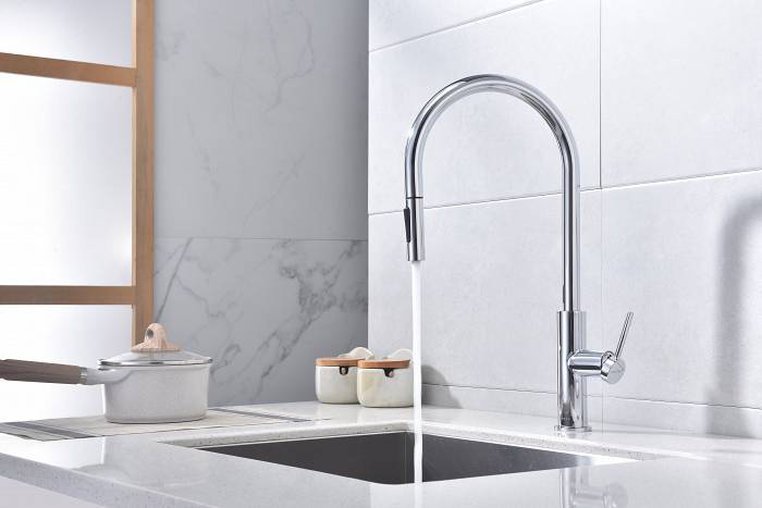 Смеситель для кухни Paulmark SENSO Se215180-CR сенсорное управление, выдвижной излив хром