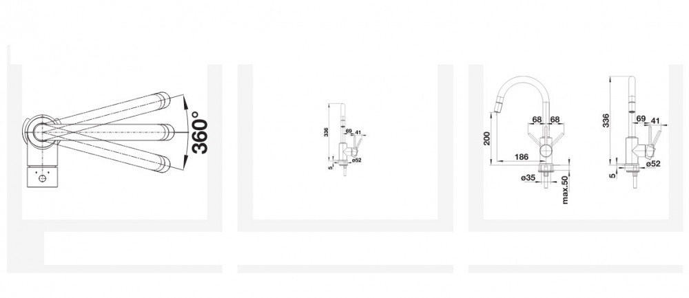 Смеситель для кухни Blanco MILA-S однорычажный с выдвижным шлангом белый мягкий 526968