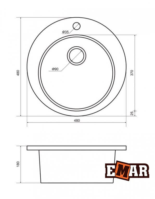 Мойка для кухни Емар EMQ-1475.C оникс