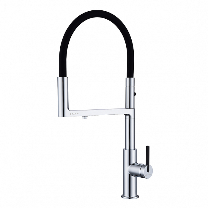 Смеситель для кухни Paulmark TORNADO To213402-CR гибкий излив с подключением фильтра глянцевый светлое хром