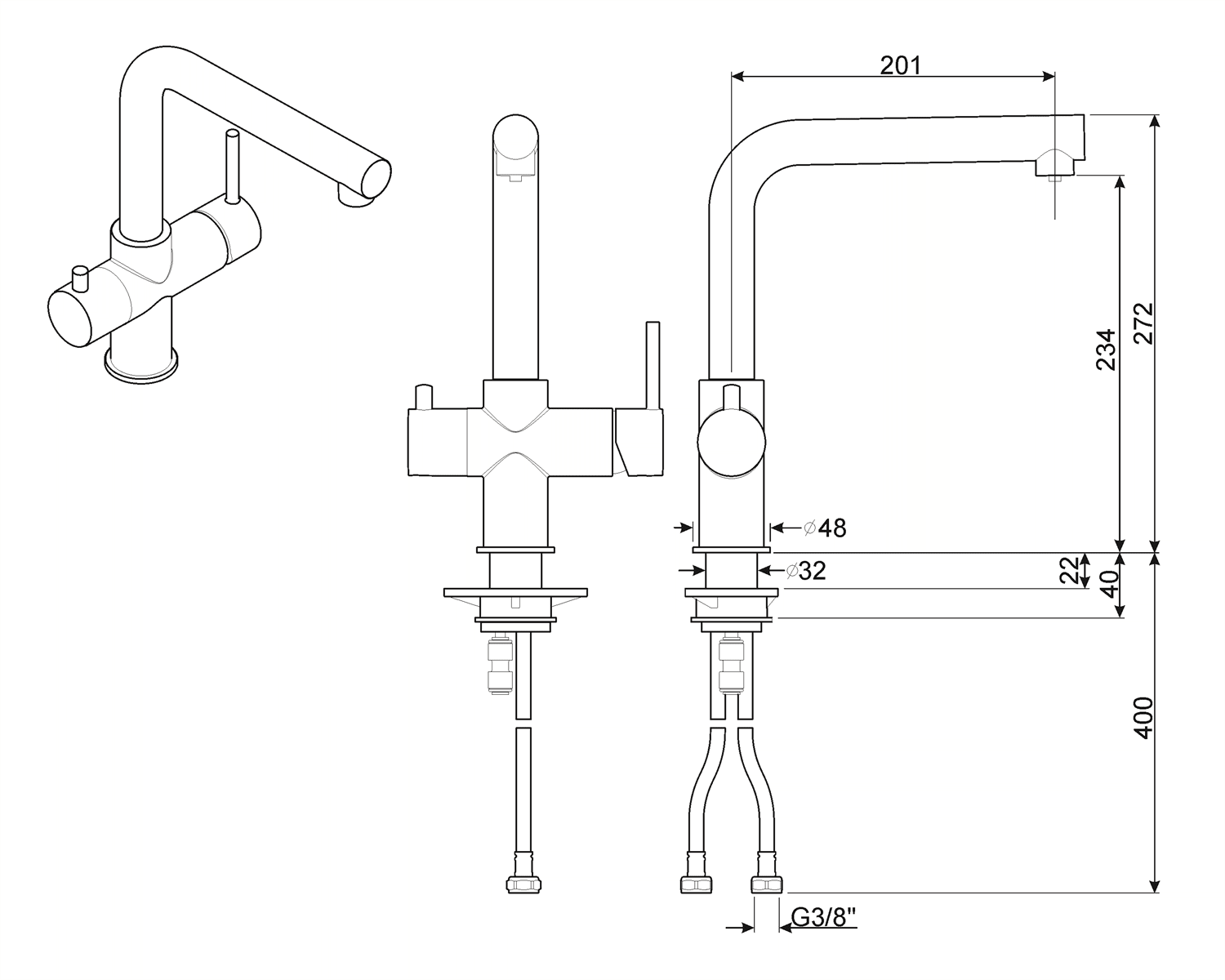 Смеситель для кухни 2-в-1 Smeg MAP99CR хром, в комплекте с фильтром