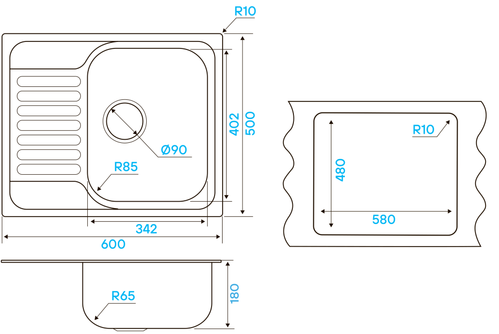 Кухонная мойка Kuchenstern BASIS 45 нержавеющая сталь 653SS60