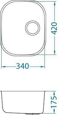 Мойка для кухни Alveus Variant 40, слив вдоль короткой стороны чаши