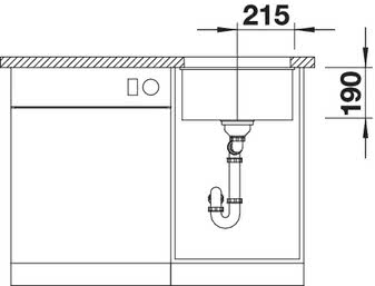Кухонная мойка Blanco SUBLINE 400-U Silgranit антрацит, отводная арматура InFino 523422