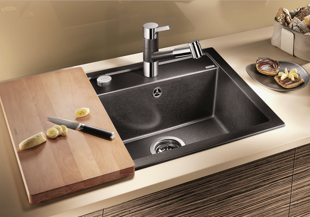 Кухонная мойка Blanco Dalago 5 Silgranit черный, клапан-автомат 525871