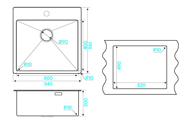 Кухонная мойка Kuchenstern WERK 60 нержавеющая  сталь 507SS50