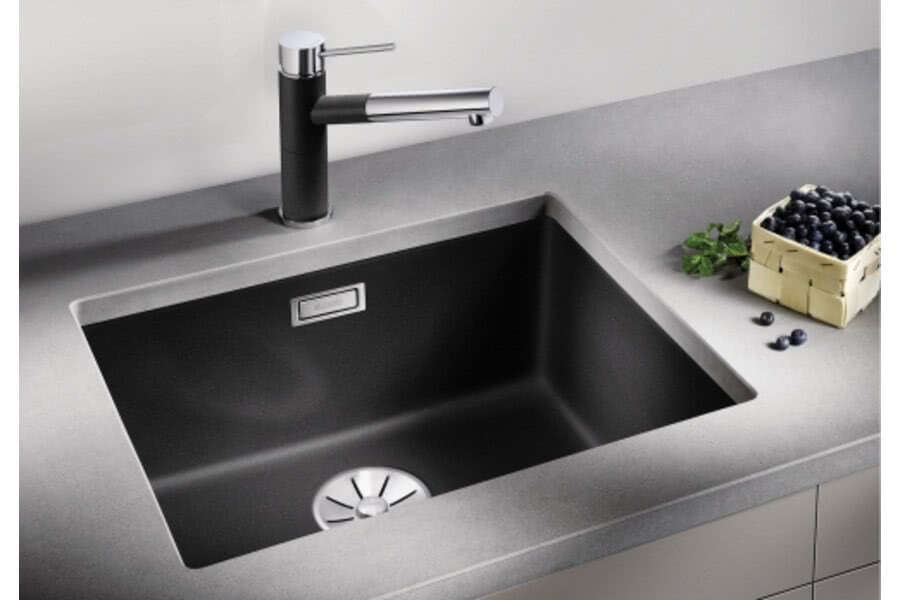 Кухонная мойка Blanco SUBLINE 500-U Silgranit белый, отводная арматура InFino 523436