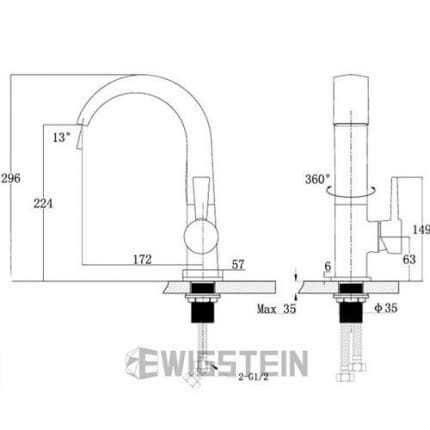 Смеситель для кухни Ewigstein 2823500 серый металлик