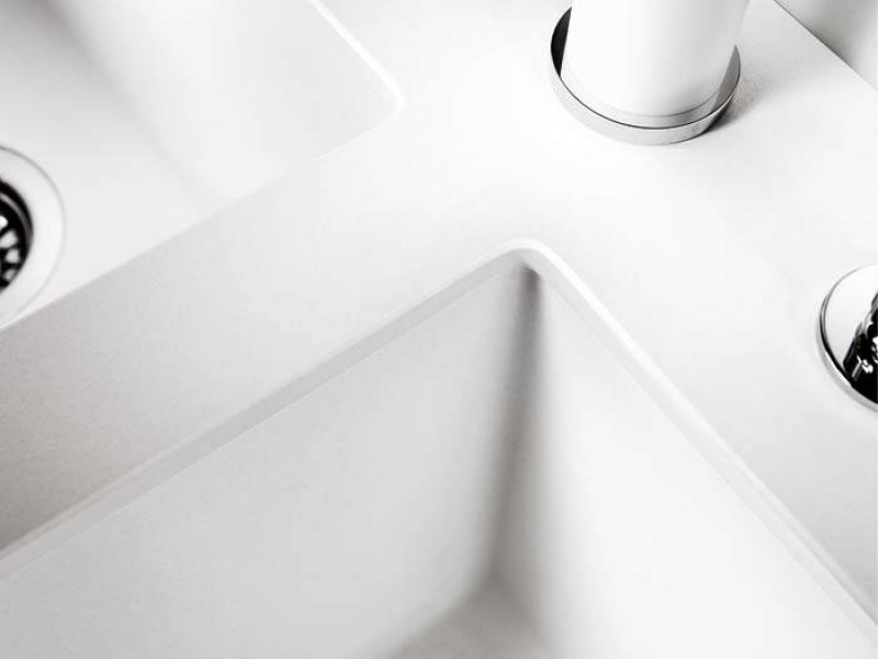 Кухонная мойка Blanco SUBLINE 350/350-U Silgranit черный, отводная арматура InFino 525987