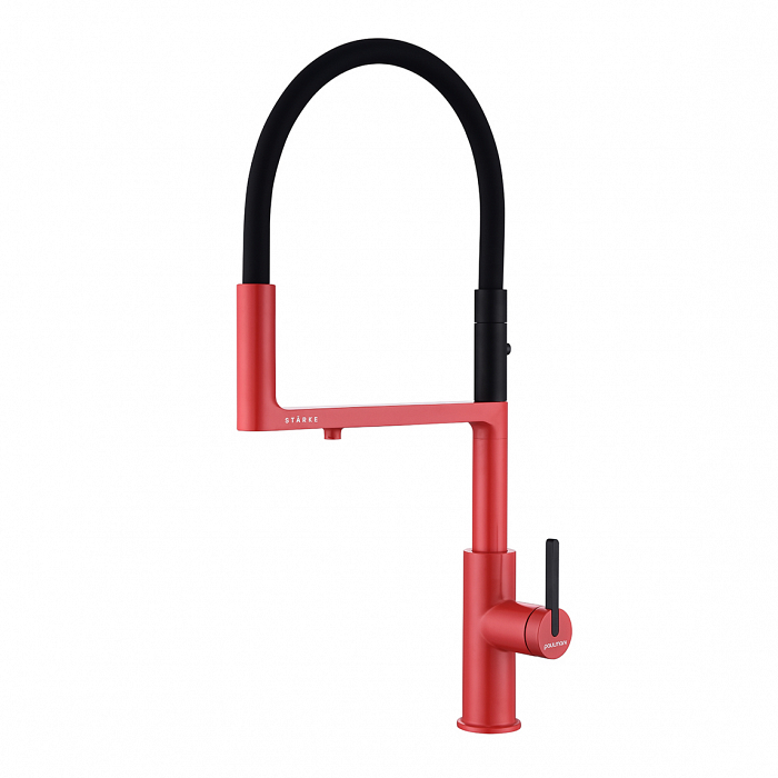 Смеситель для кухни Paulmark TORNADO To213402-FI гибкий излив с подключением фильтра глянцевый пламя