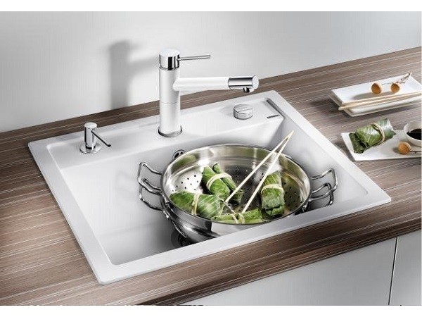 Кухонная мойка Blanco Dalago 6 Silgranit мягкий белый клапан-автомат 527063
