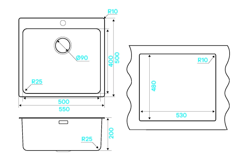 Кухонная мойка Kuchenstern HERD 60 нержавеющая  сталь 558SS50