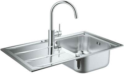 Комплект Grohe. Мойка K400 нерж. сталь матовая + Смеситель Concetto хром Комплект Grohe. Мойка K400 нерж. сталь матовая + Смеситель Concetto хром