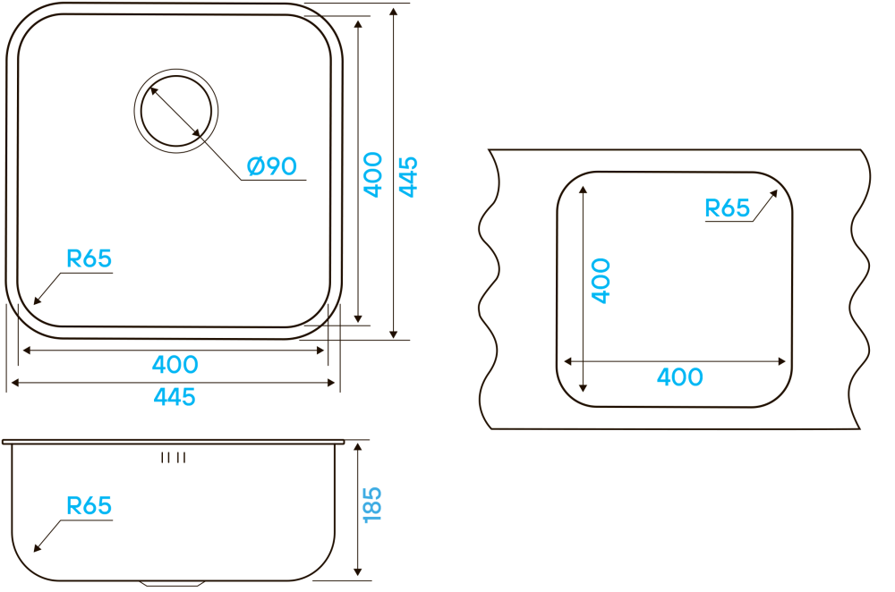 Кухонная мойка Kuchenstern RUND 45 нержавеющая сталь 650SS60