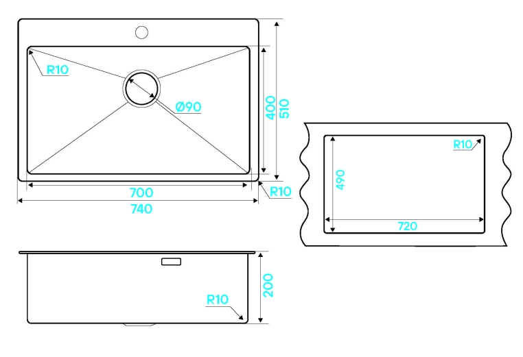 Кухонная мойка Kuchenstern WERK 80 вороненая  сталь 508GM50