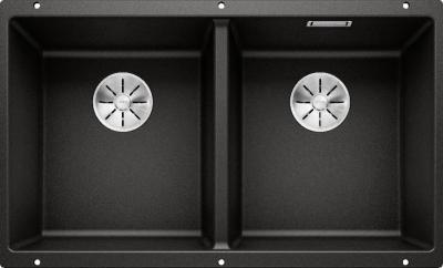 Кухонная мойка Blanco SUBLINE 350/350-U Silgranit черный, отводная арматура InFino 525987