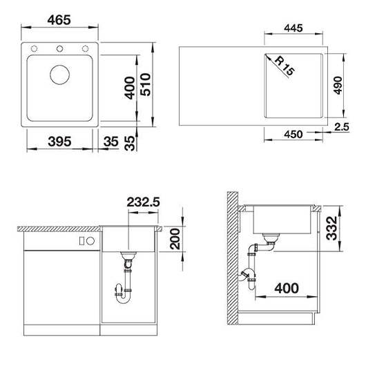 Кухонная мойка Blanco NAYA 45 Silgranit серый беж стоп-вентиль 526576