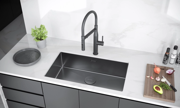 Кухонная мойка Kuchenstern KRAFT 80 вороненая  сталь 504GM50