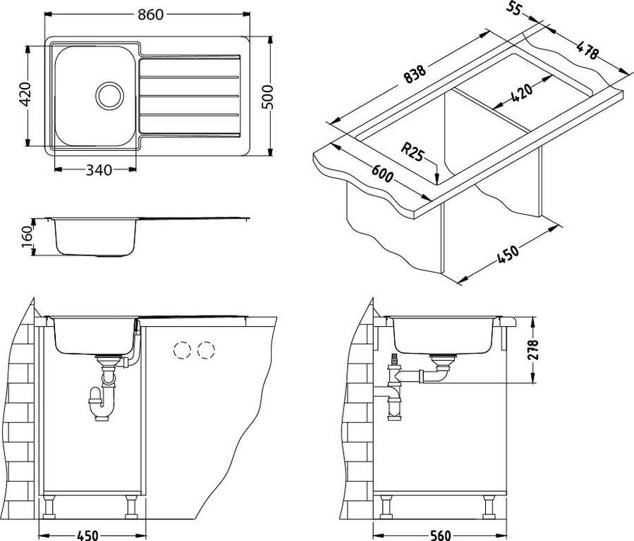 Мойка для кухни Alveus Line 20 (Satin)