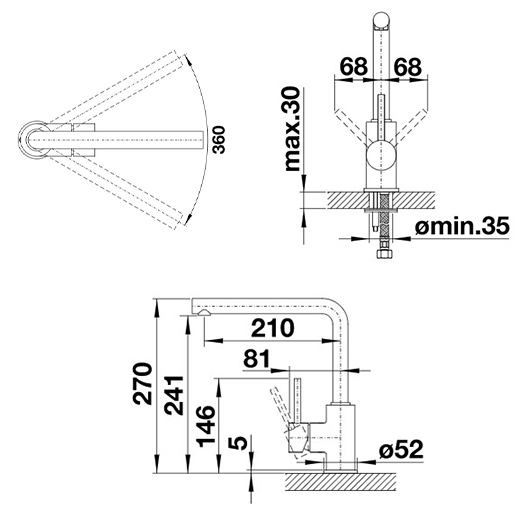 Смеситель для кухни Blanco MILA однорычажный черный матовый 526657