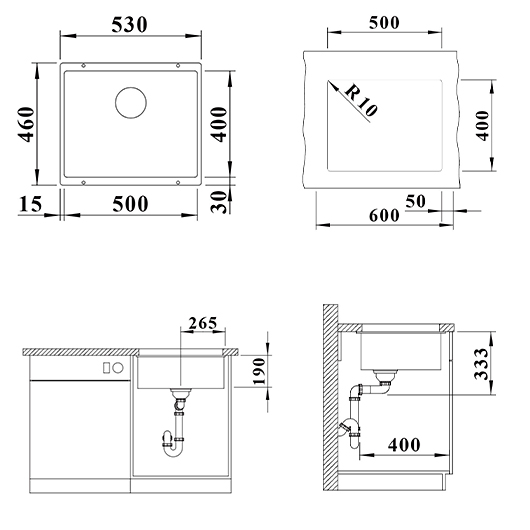 Кухонная мойка Blanco ROTAN 500-U Silgranit мягкий белый стоп-вентиль 527146