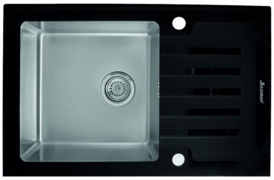 Мойка для кухни Seaman Eco Glass SMG-780B Black, вентиль-автомат