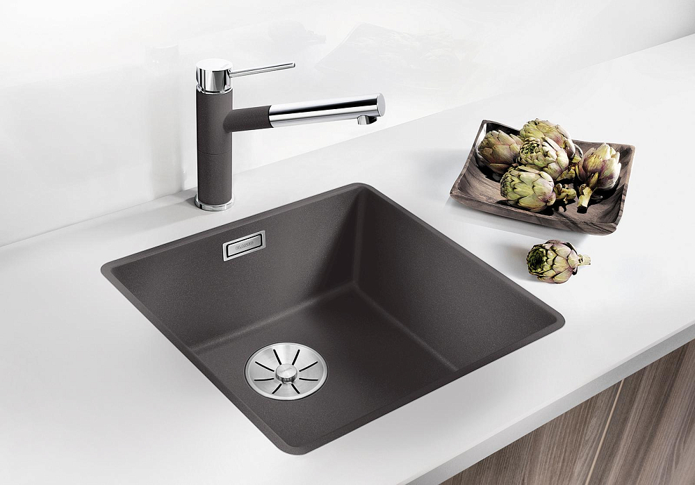 Смеситель для кухни Blanco KANO однорычажный Silgranit хром/черный 526175