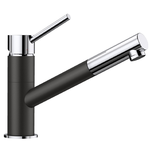 Смеситель для кухни Blanco KANO-S черный/хром выдвижной шланг 526174