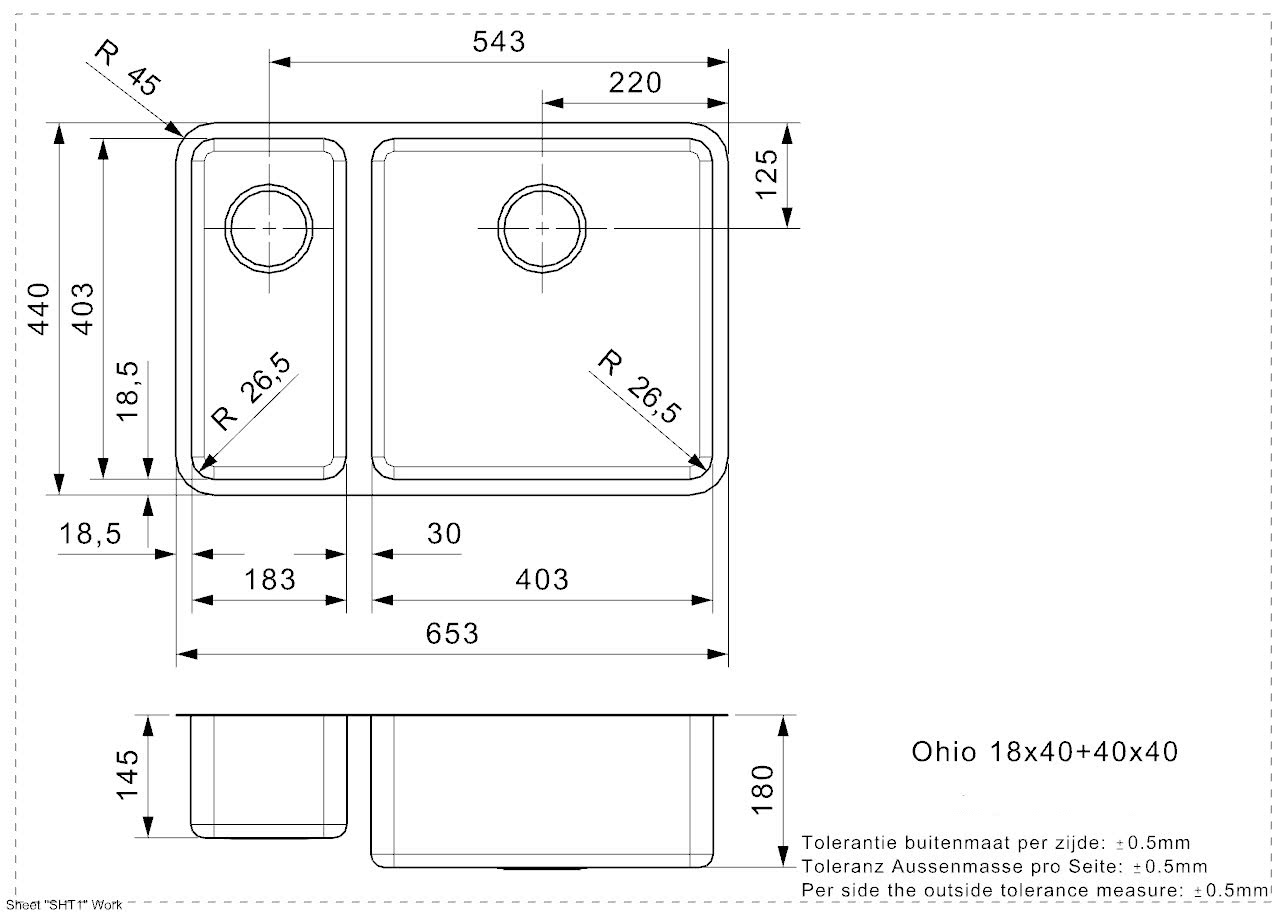 Мойка для кухни Reginox Ohio (L) 18x40+40x40