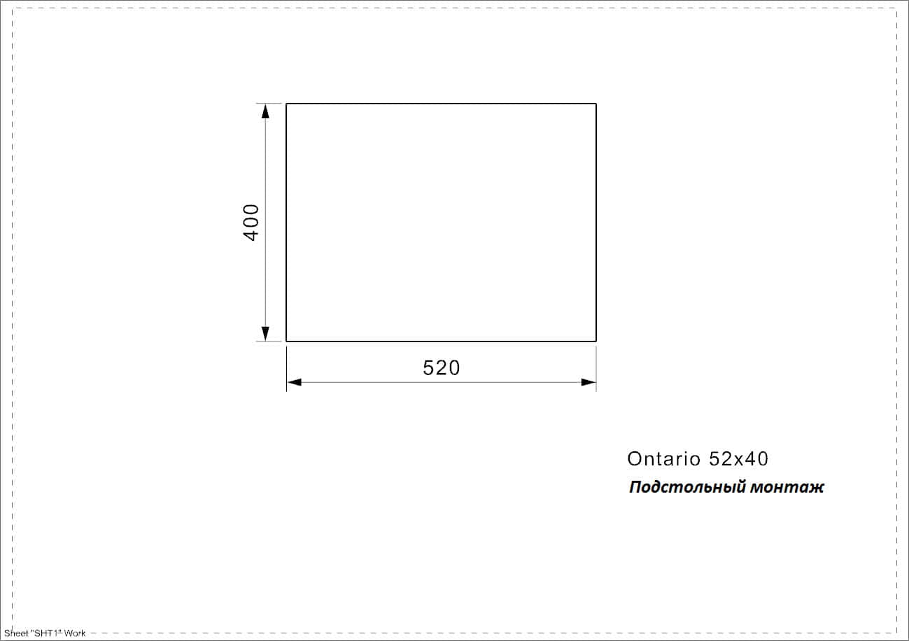 Мойка/поддон для кухни Reginox Ontario 52x40x2 Flat (L) Integrated 1.5"