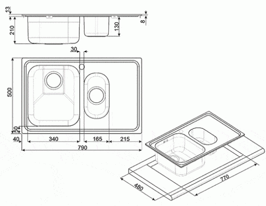 Мойка для кухни Smeg SP7915DRA с PVD-покрытием медь