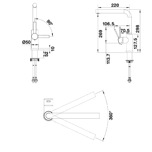 Смеситель для кухни Blanco LANORA-F монтаж перед окном, однорычажный, нержавеющая сталь 526179
