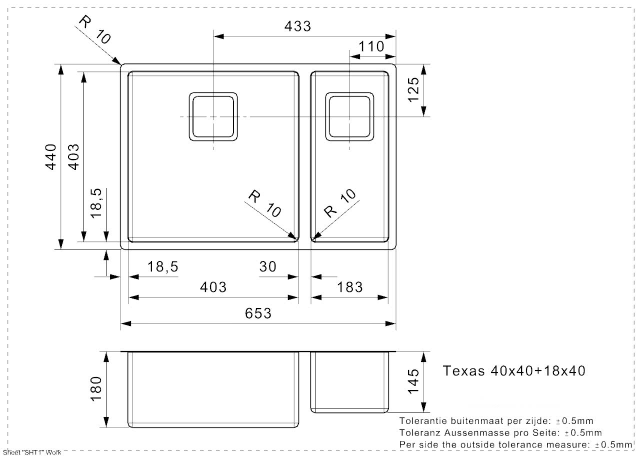 Мойка для кухни Reginox Texas 40x40+18x40 LUX 3,5"