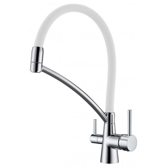 Смеситель для кухни Paulmark SIEGEN Si213111-CRw хром, белый шланг