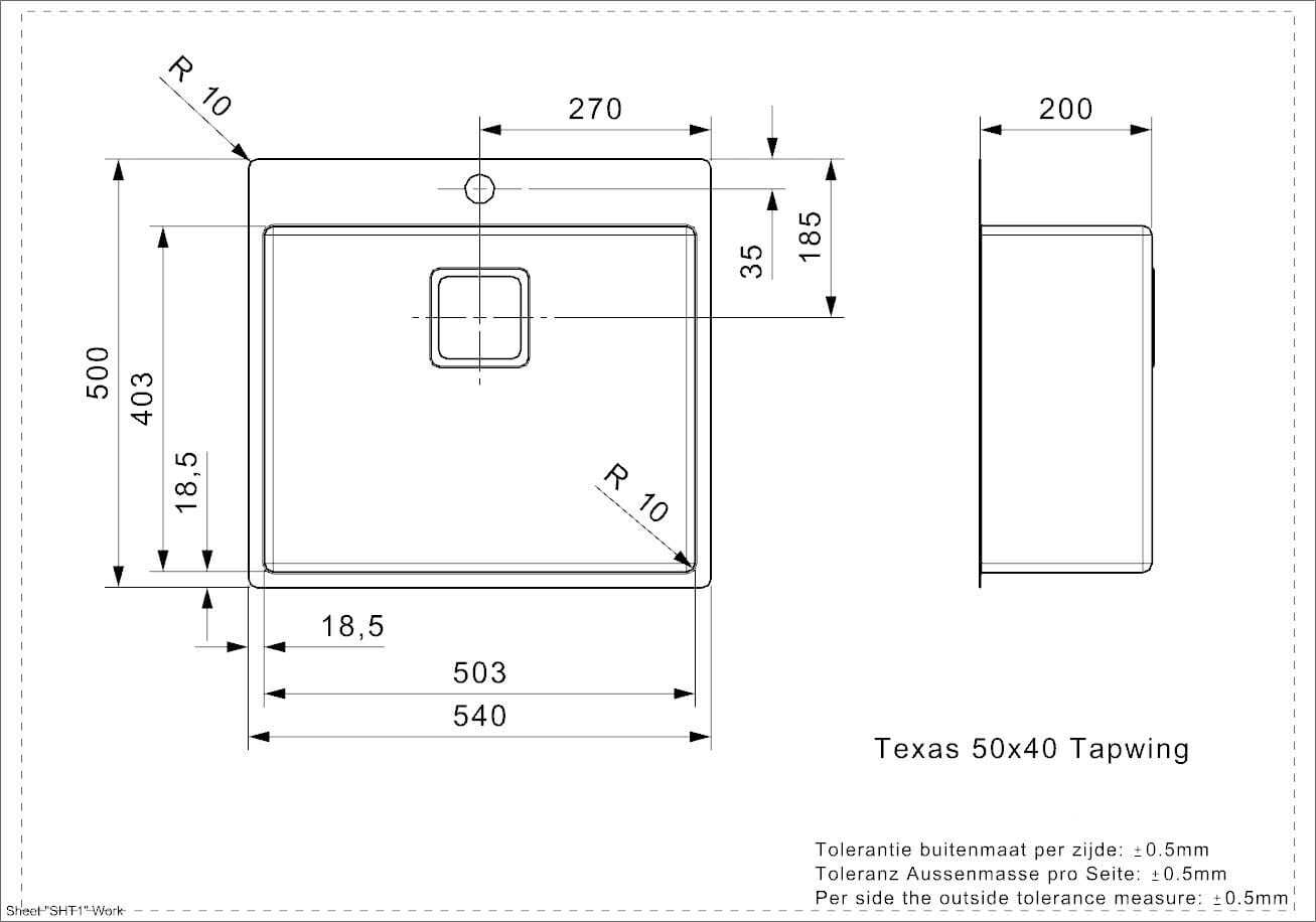 Мойка для кухни Reginox Texas 50x40 Tap-wing LUX 3,5"