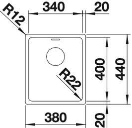 Кухонная мойка Blanco Andano 340-U нерж. сталь зеркальная полировка стоп-вентиль