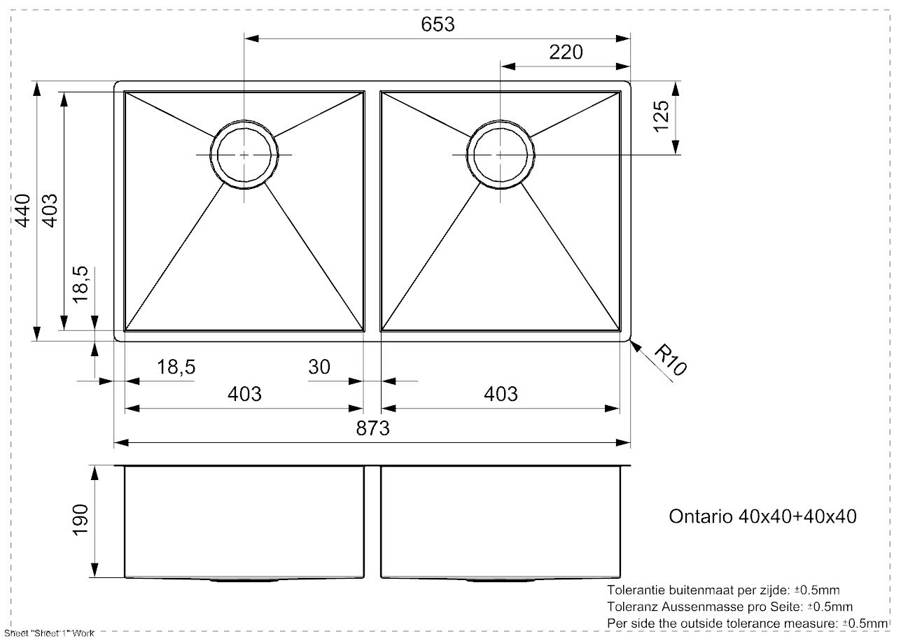 Мойка для кухни Reginox Ontario 40x40x40x40 L LUX 3,5 (c/box)