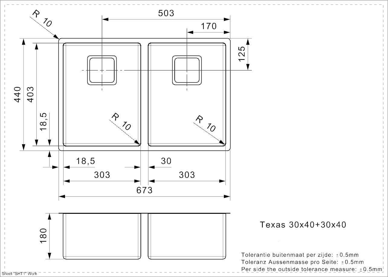 Мойка для кухни Reginox Texas (L) 30x40+30x40