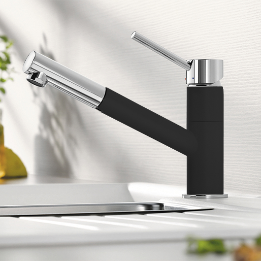 Смеситель для кухни Blanco KANO-S черный/хром выдвижной шланг 526174