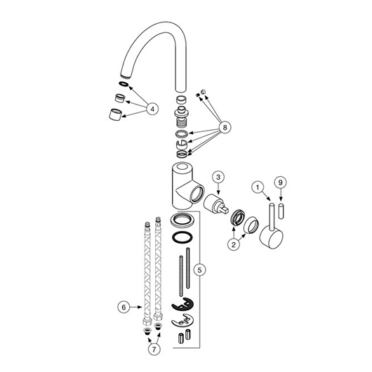 Смеситель для кухни Blanco MIDA однорычажный, хром 524201