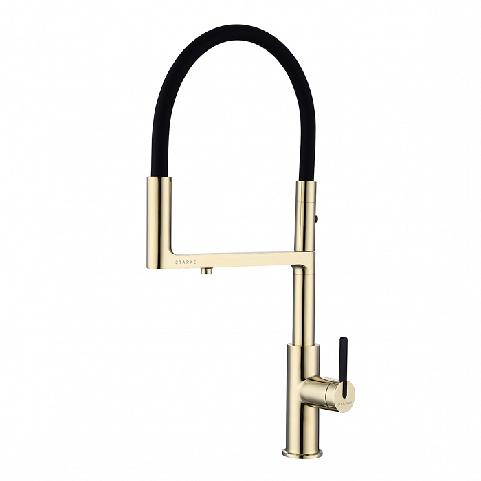 Смеситель для кухни Paulmark TORNADO To213402-G  гибкий излив с подключением фильтра глянцевый золото