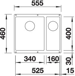 Мойка Blanco Subline 340/160-U алюметаллик чаша слева, отводная арматура InFino®