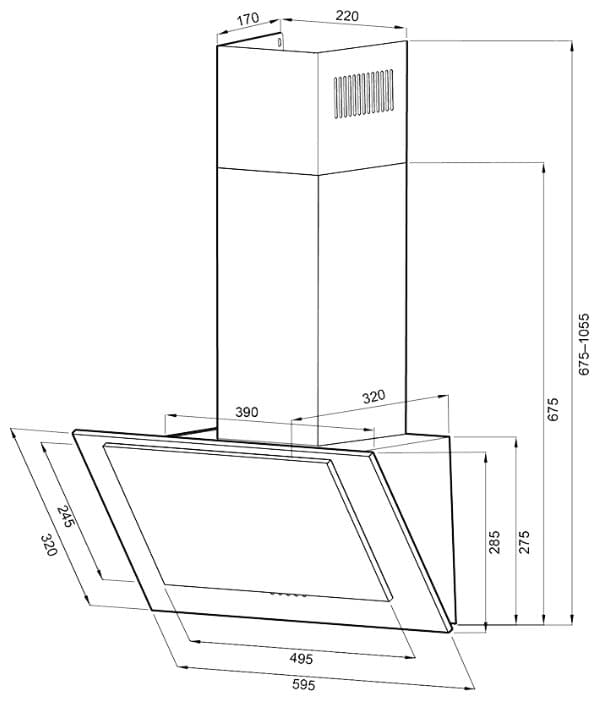 Каминная вытяжка Krona Nira PB 600 black