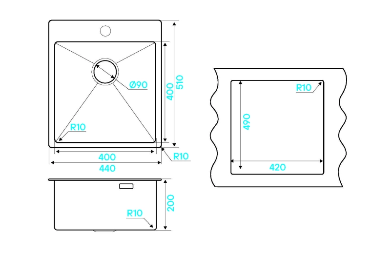 Кухонная мойка Kuchenstern WERK 45 нержавеющая  сталь 505SS50