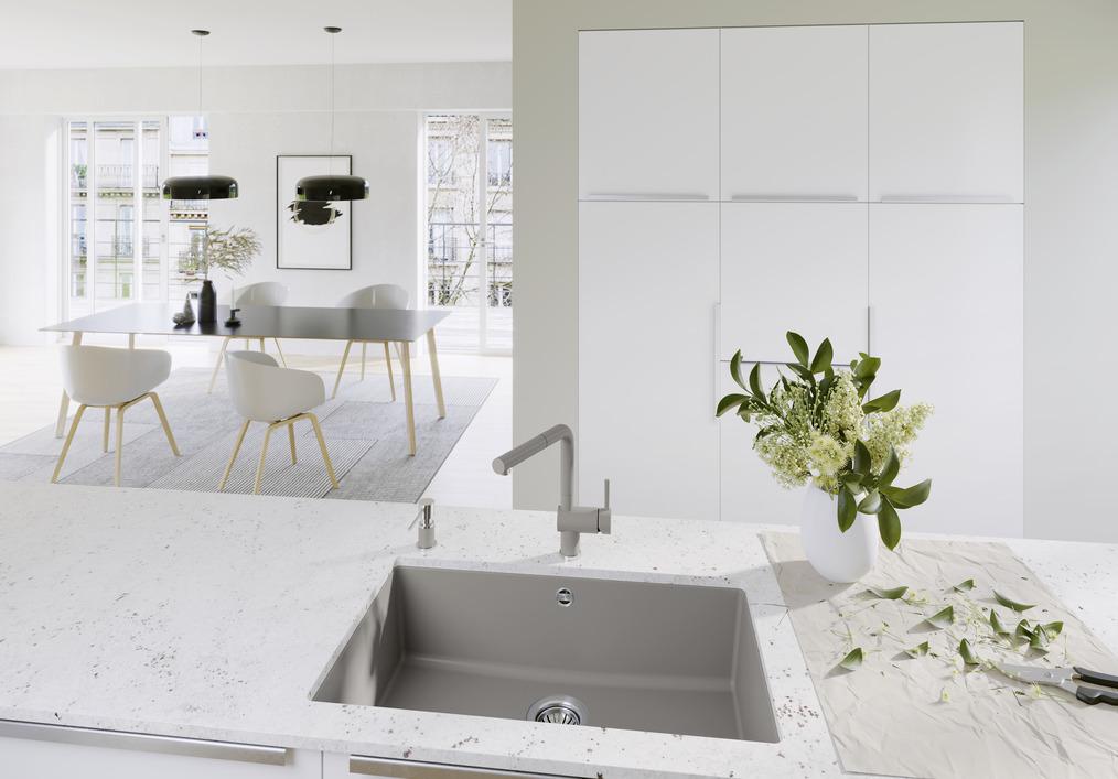 Кухонная мойка Blanco ROTAN 700-U Silgranit мягкий белый стоп-вентиль 527147