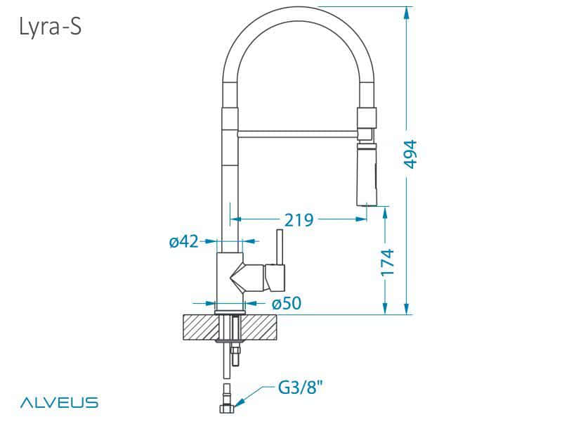 Смеситель для кухни Alveus Lyra-S CHR хром