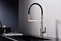 Смеситель для кухни Paulmark TORNADO To213402-BS  гибкий излив с подключением фильтра глянцевый никель