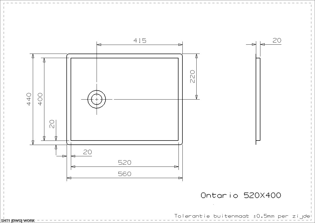 Мойка/поддон для кухни Reginox Ontario 52x40x2 Flat (L) Integrated 1.5"