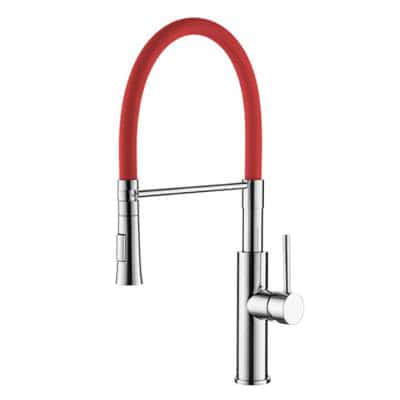 Смеситель для кухни с гибким изливом Ledeme L4097-1 красный